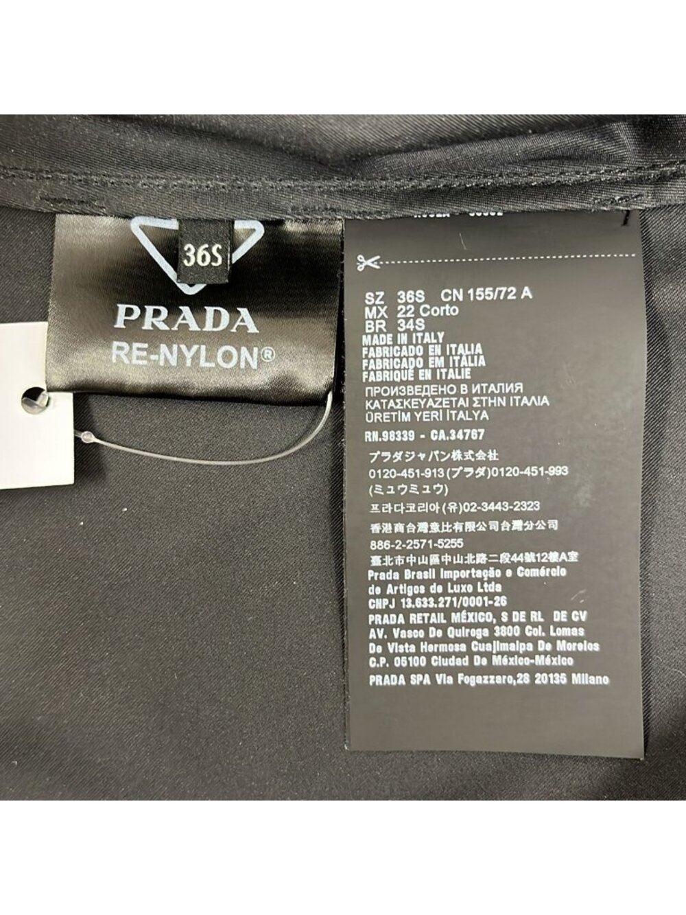 Prada Re-Nylon Triangle Logo Long Coat 36 Black - Picture 7 of 8